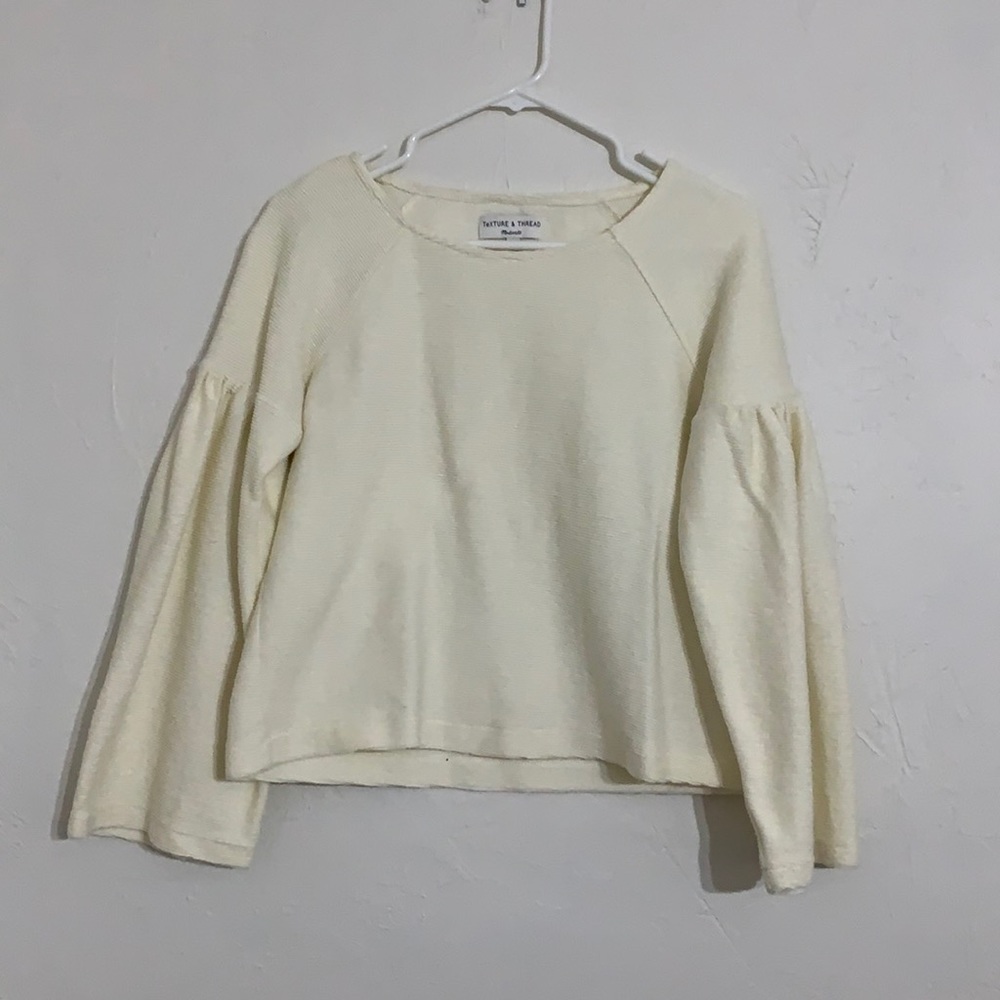 madewell texture and thread bubble sleeve long sleeve top